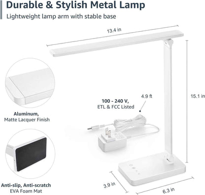 Lepro LED Desk Lamp – Minimalist Home Office Light in White, Clean Foldable Design for Clutter-Free Desks