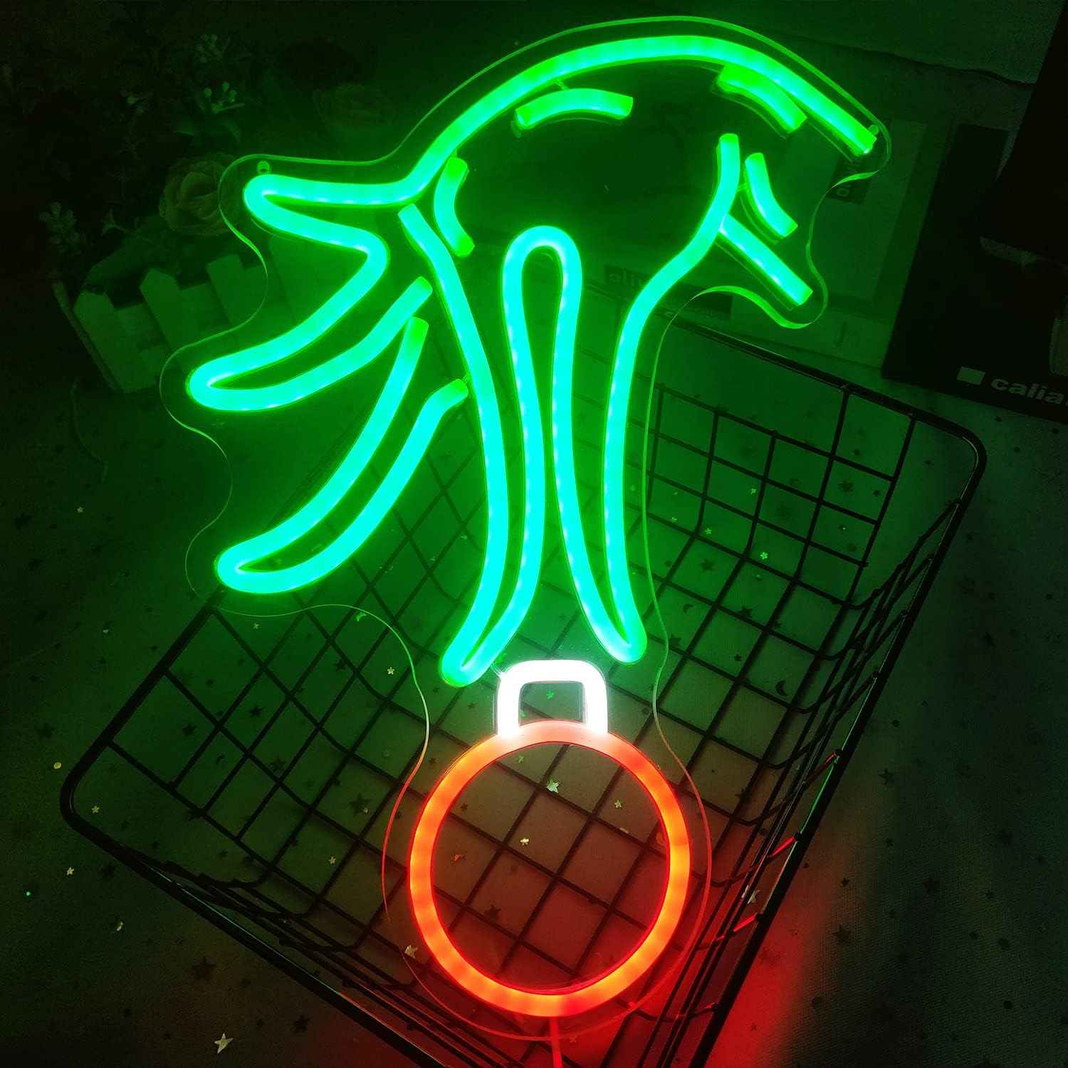 BrandName Green Neon Christmas Wall Light – Cozy Aesthetic Accent for Bedroom and Dorm Room, Dimmable USB Powered Decor