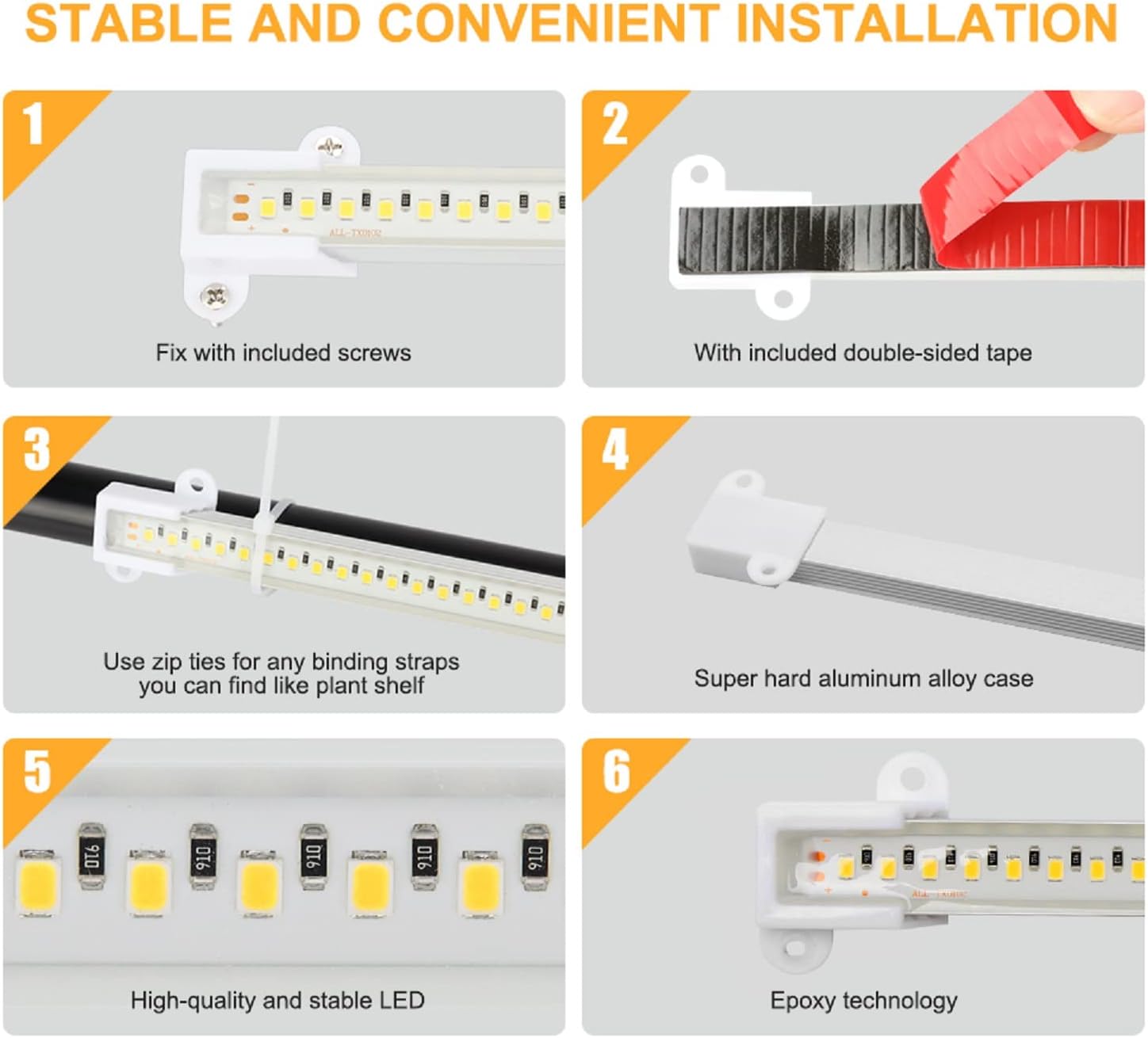 flexible mounting kit: 3m-style double-sided tape plus screws; available in 2-pack and 4-pack, in purple, white, or mix