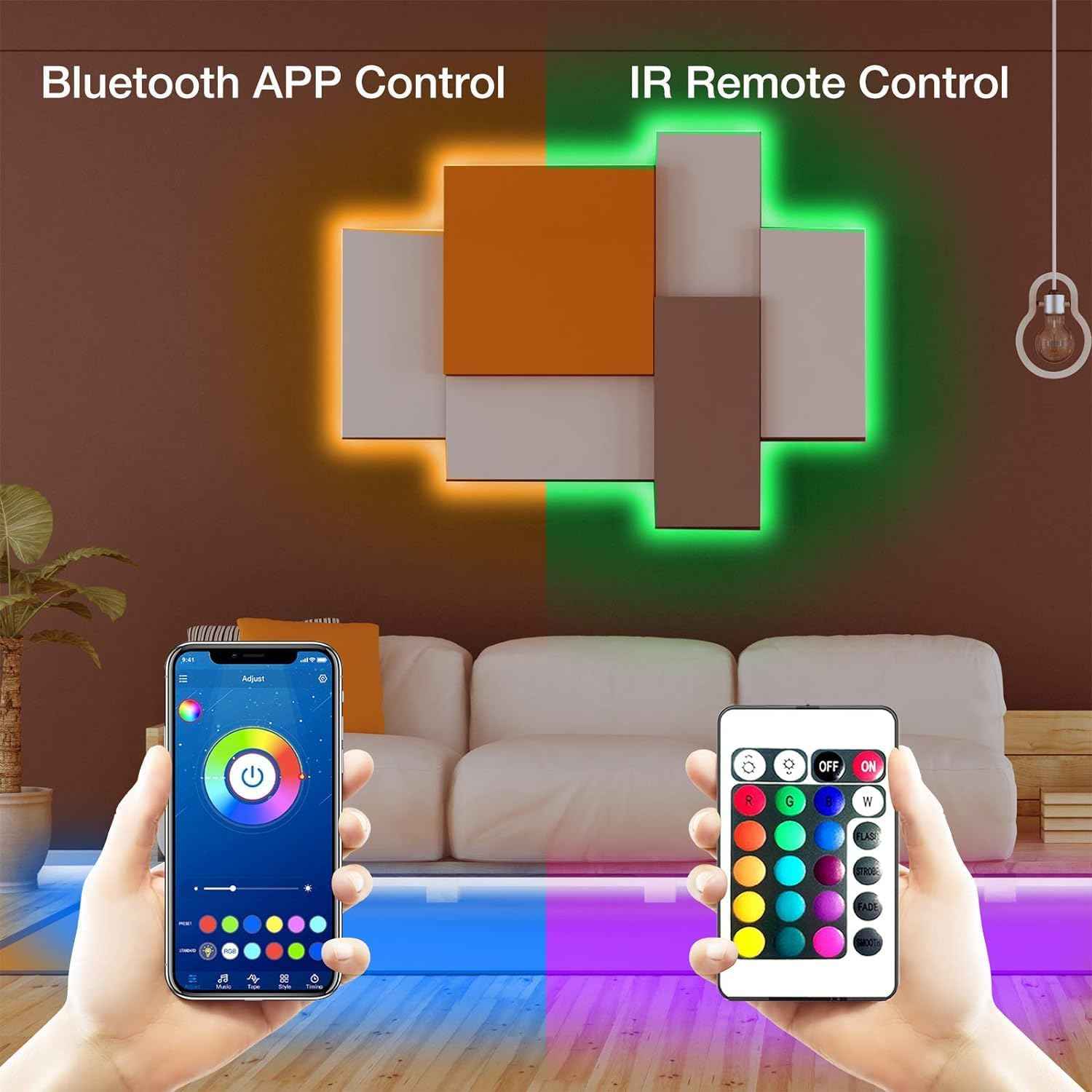 PHOPOLLO RGB LED Strip Lights – Bedroom Aesthetic Decor with 16 Million Colors and Remote Control