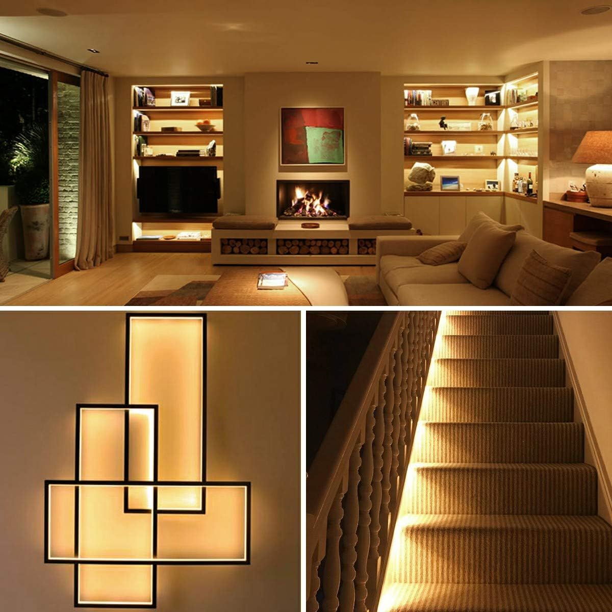 flexible ribbon design available in 16.4ft or 32.8ft lengths in warm white or daylight white
