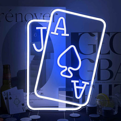 Gamerneon Poker Neon Light Sign – Safe Bedroom Decor for Tween and Teen Gamers, USB Powered with Cord Switch