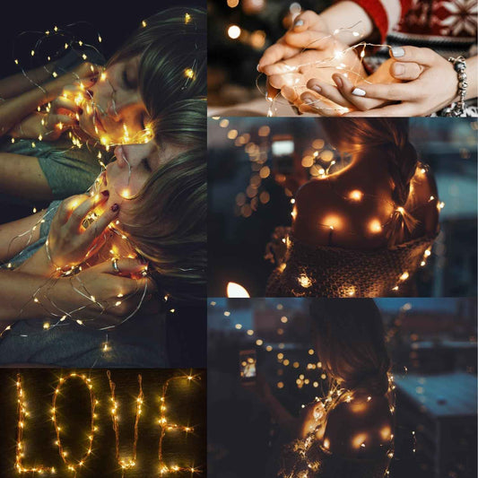 CYLAPEX Battery Operated Fairy Lights 7ft 20 LEDs Warm White 2700K Ultra Thin Copper Wire for Mantel Shelf and Dining Table Centerpiece Styling