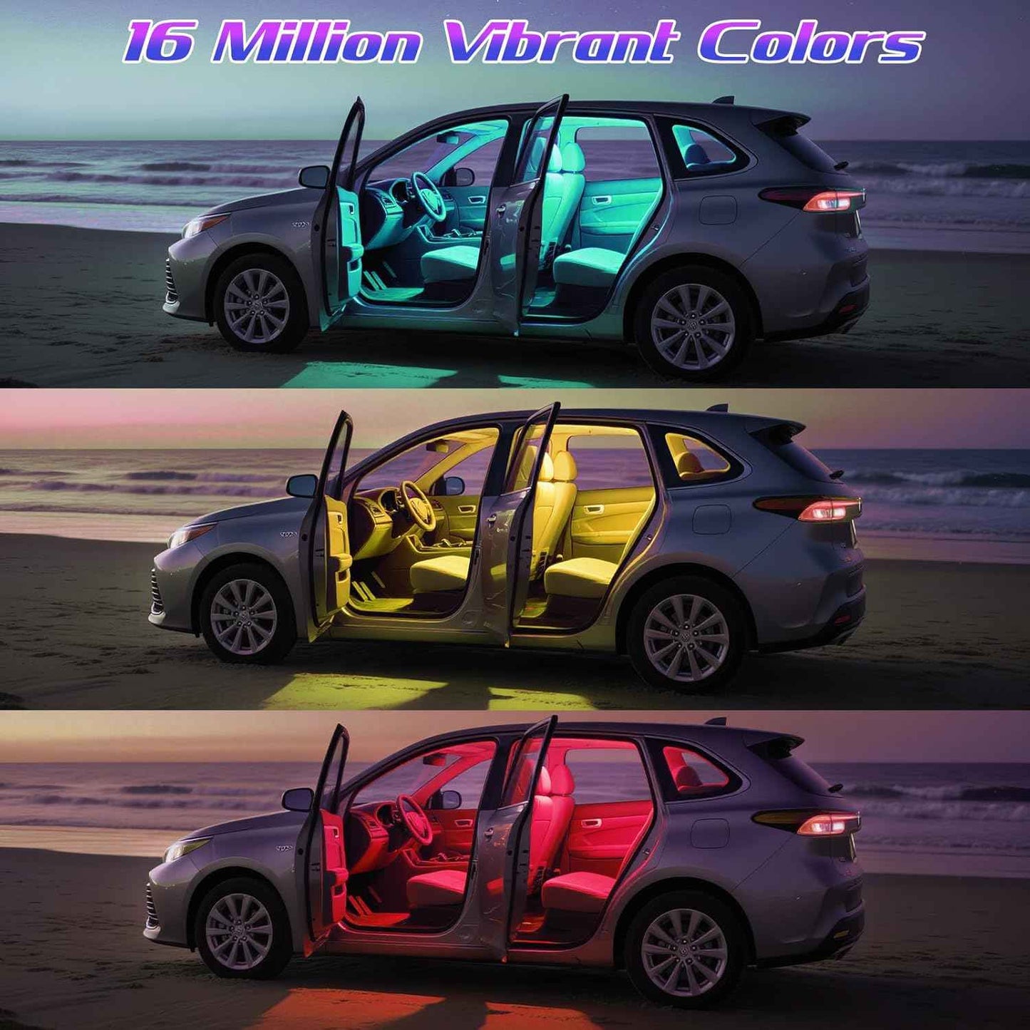 Winzwon LED Car Interior Lights – Safe Family Road Trip Cabin Mood Light, Cool to the Touch USB Powered Strip