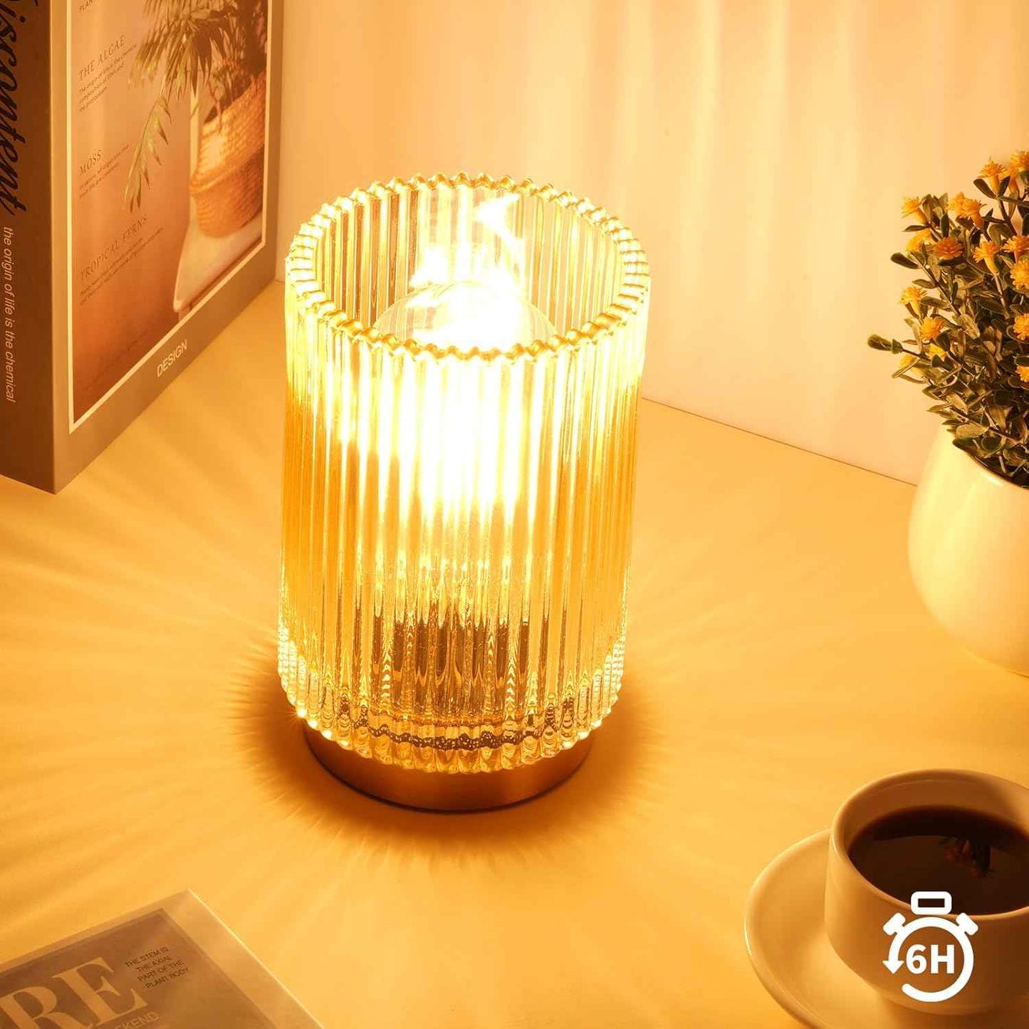 Portable Cordless Glass Lantern Lamp for Camping, Patios, and Outdoor Dining Ambiance
