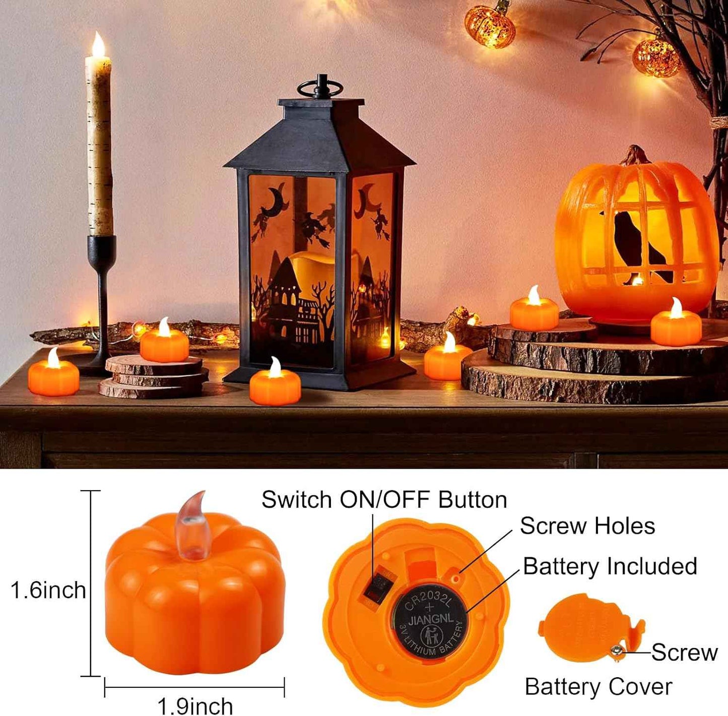 Battery Operated Pumpkin Candles – No Open Flame Indoor Lighting for Bedroom, Nursery, and Senior Living Spaces
