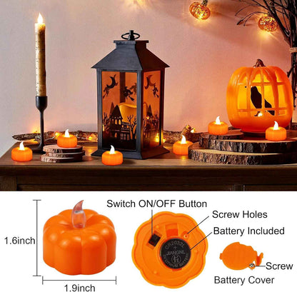 Battery Operated Pumpkin Candles – No Open Flame Indoor Lighting for Bedroom, Nursery, and Senior Living Spaces
