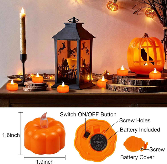 Battery Operated Pumpkin Candles – No Open Flame Indoor Lighting for Bedroom, Nursery, and Senior Living Spaces