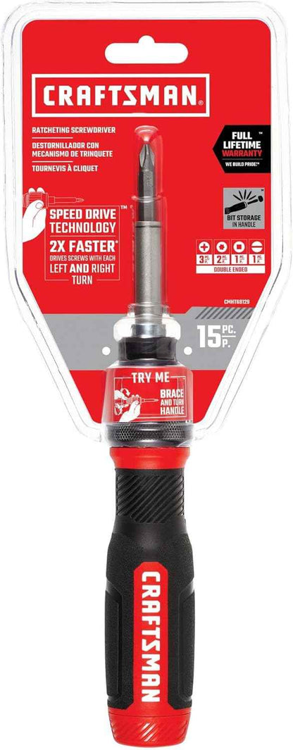 CRAFTSMAN Ratcheting Screwdriver Housewarming Gift for New Homeowners – 15-Piece Set
