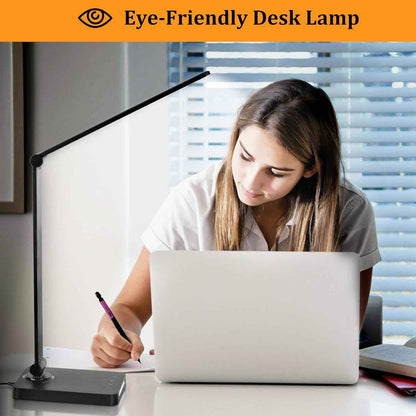 LumeRay LED Desk Lamp for Bedroom – 6 Color Finish Foldable Bedside Lamp with Warm Night Light and USB Charging for Nightstand Styling