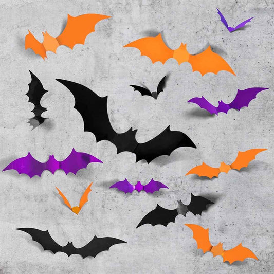 Halloween Bat Decor for Kids Room – Removable 3D PVC Wall Stickers in Orange Purple Black for Child Safe Bedroom Makeover
