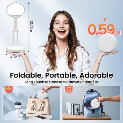 foldable hinge that collapses the lamp into a compact 'cookie' form factor