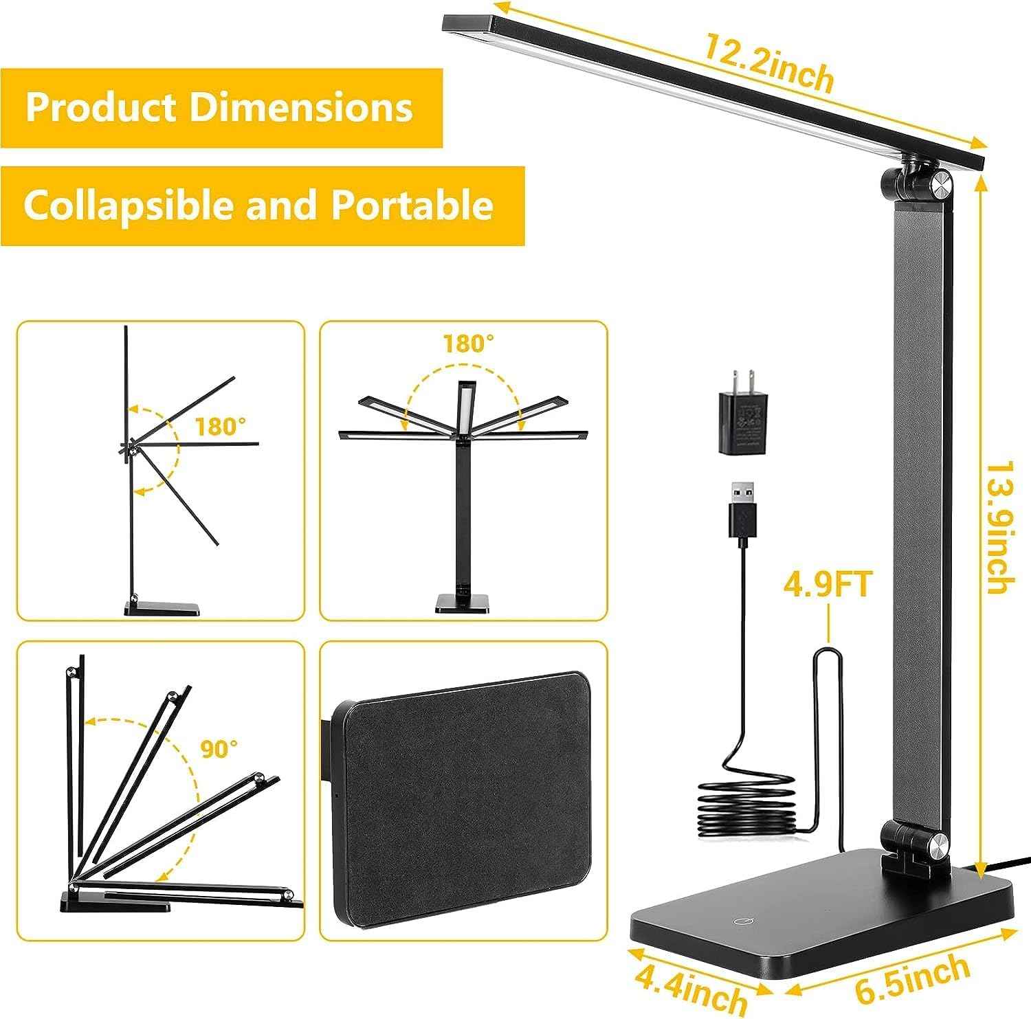 BrandName Minimalist Desk Lamp – Clean-Lined LED Task Light, 3-Level Touch Dimmer in Neutral Finishes