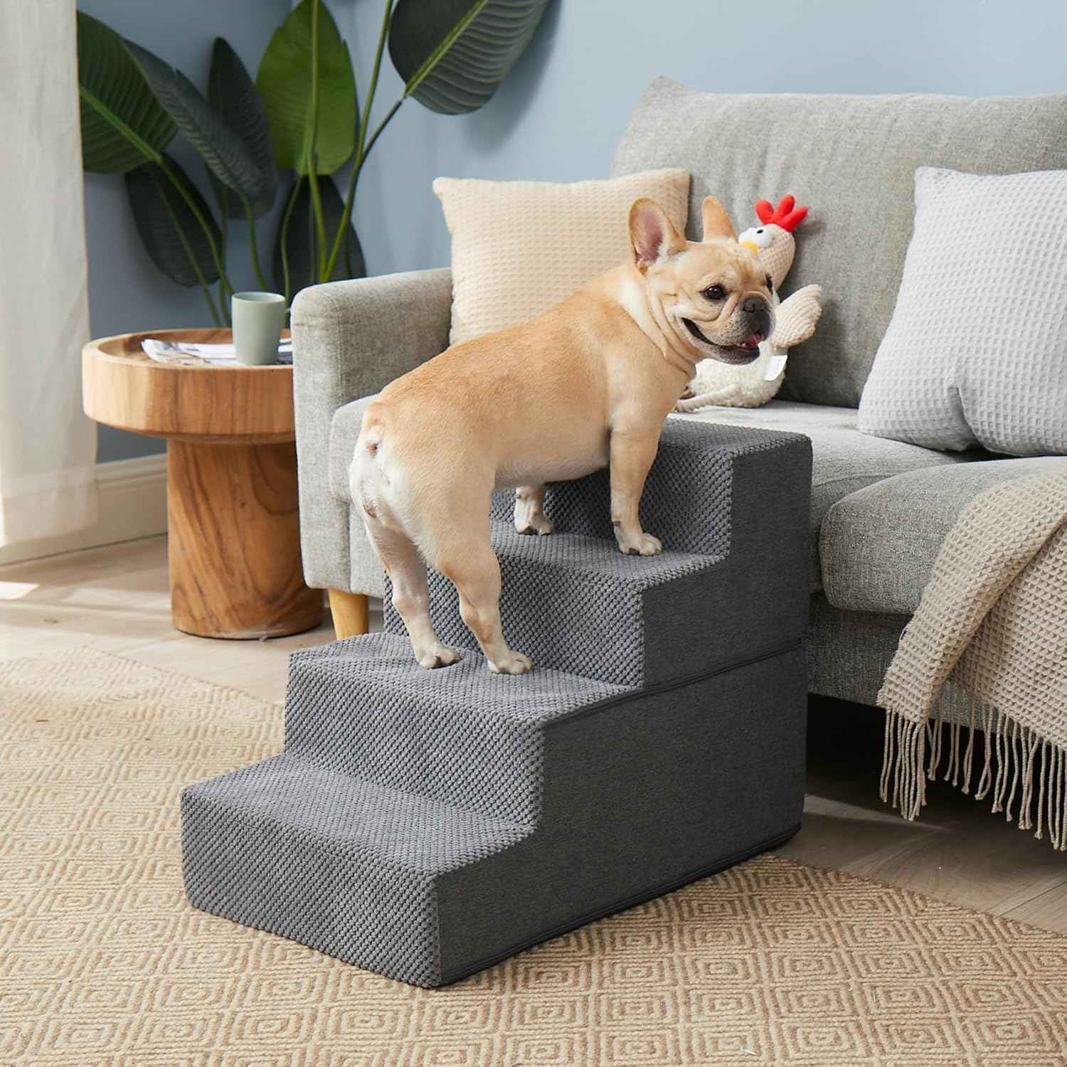 EHEYCIGA Dog Stairs for Bed 18" – Recovery Foam Steps for Post-Surgery and Arthritic Pets