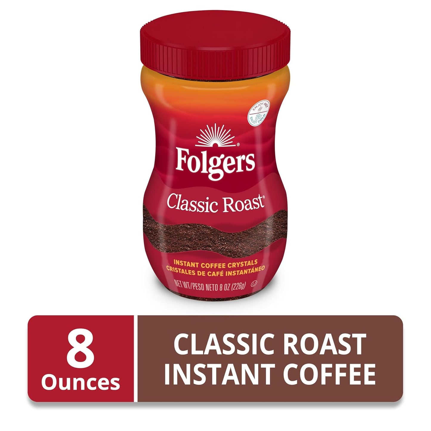Folgers Classic Roast Instant Coffee – RV and Hotel Room Coffee for Any Hot Water Source
