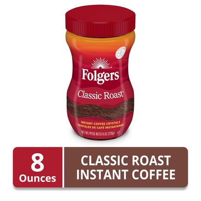 Folgers Classic Roast Instant Coffee – RV and Hotel Room Coffee for Any Hot Water Source