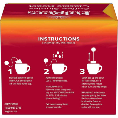 Folgers Coffee Singles – Quick Desk-Side Coffee for Focused Work Mornings, 19 Count Box