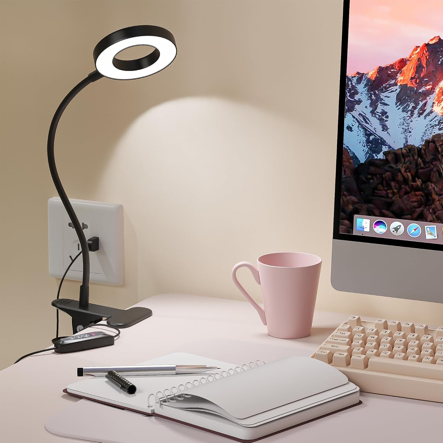 Foneso USB Reading Light for Children Bedroom – Warm 3000K Night Light Setting, Strong Metal Clamp Fits Bunk Beds and Headboards