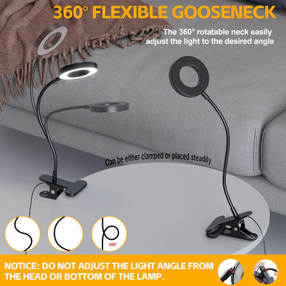 Foneso USB Reading Light for Children Bedroom – Warm 3000K Night Light Setting, Strong Metal Clamp Fits Bunk Beds and Headboards