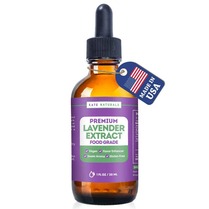 Kate Naturals Lavender Extract for Baking and Drinks – Elegant Food Grade Flavoring Gift Set for Coffee Lovers, Bakers and Home Mixologists
