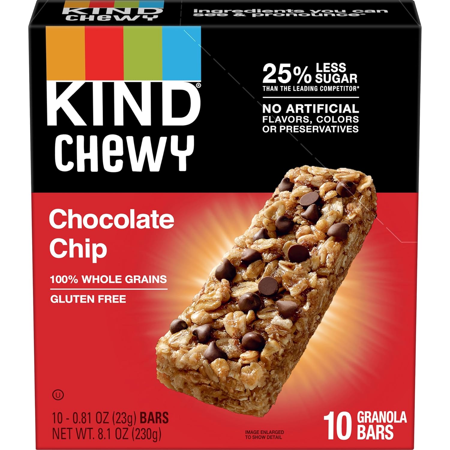 formulated with 25% less sugar than category-leading kids granola bars