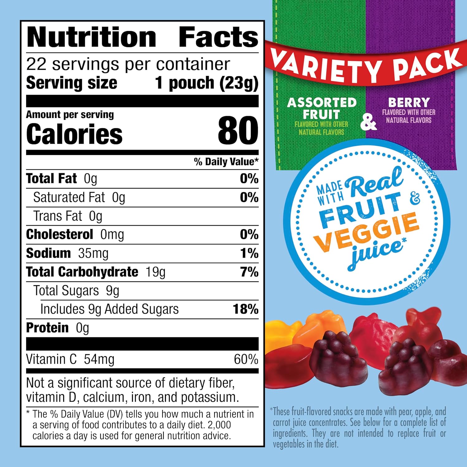 formulated with pear, apple, and carrot juice concentrates