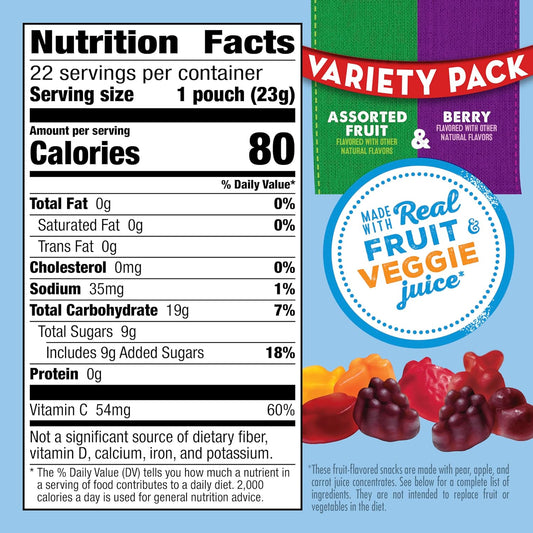 formulated with pear, apple, and carrot juice concentrates
