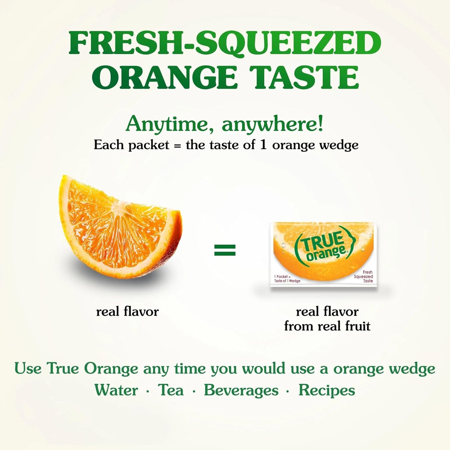 formulated with real orange juice and oils using a patented crystallization process