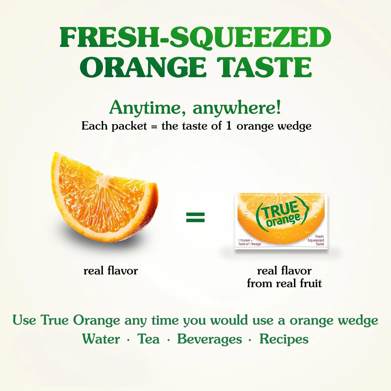 formulated with real orange juice and oils using a patented crystallization process