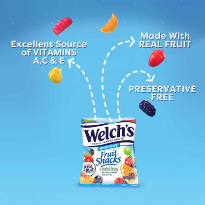 Welch's Fruit Snacks Bulk Variety Box – Gluten-Free, Fat-Free 0.8oz Single-Serve Pouches Safe for Nursery, Playroom, and Kids' Lunches