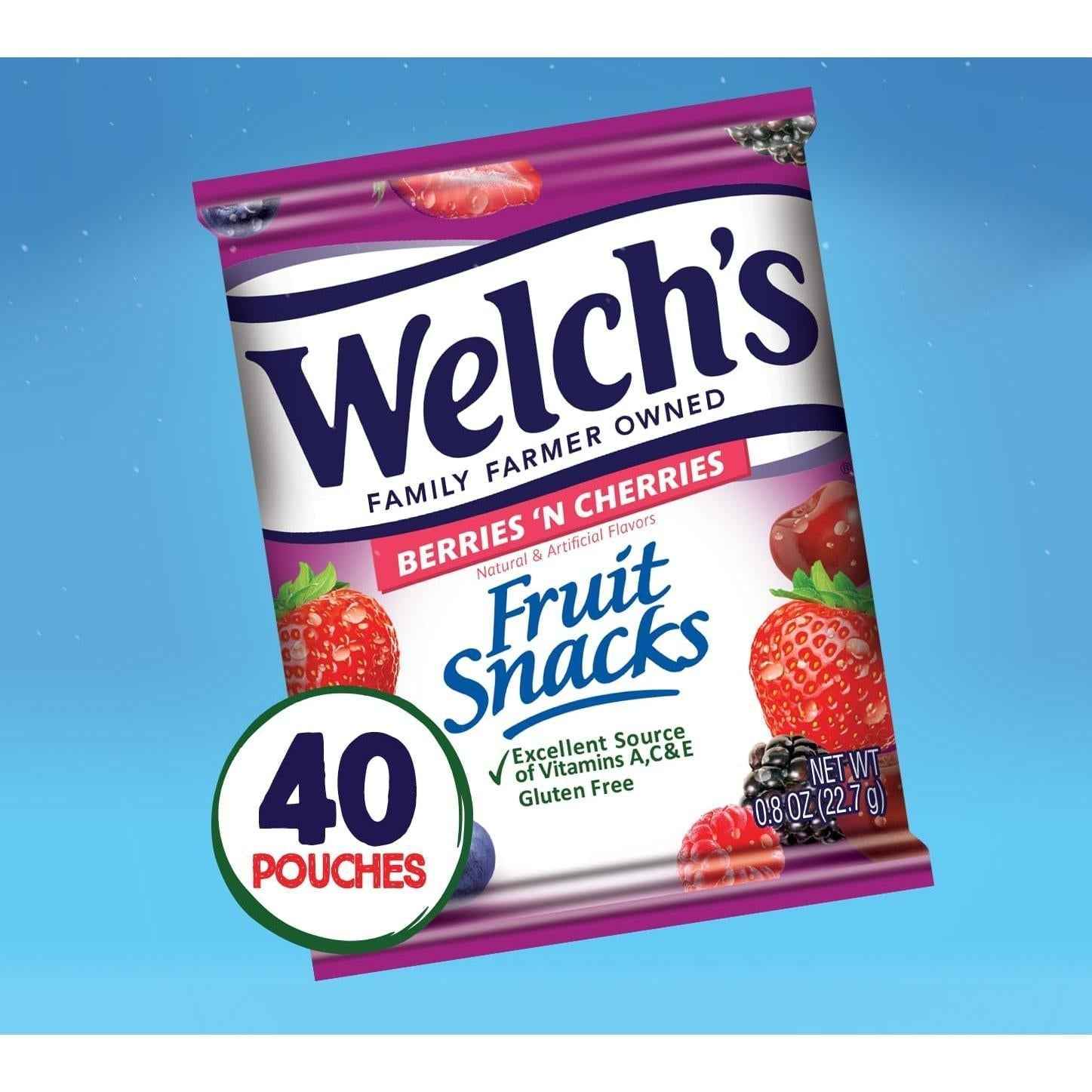 Welch's Fruit Snacks Mixed Fruit – Sideline Sports Snack for Kids' Game Days, 40 Single-Serve 0.8 oz Bags