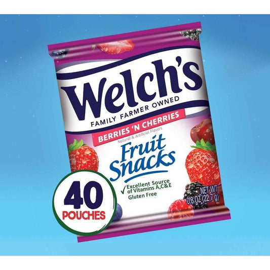 Welch's Fruit Snacks Mixed Fruit – Sideline Sports Snack for Kids' Game Days, 40 Single-Serve 0.8 oz Bags