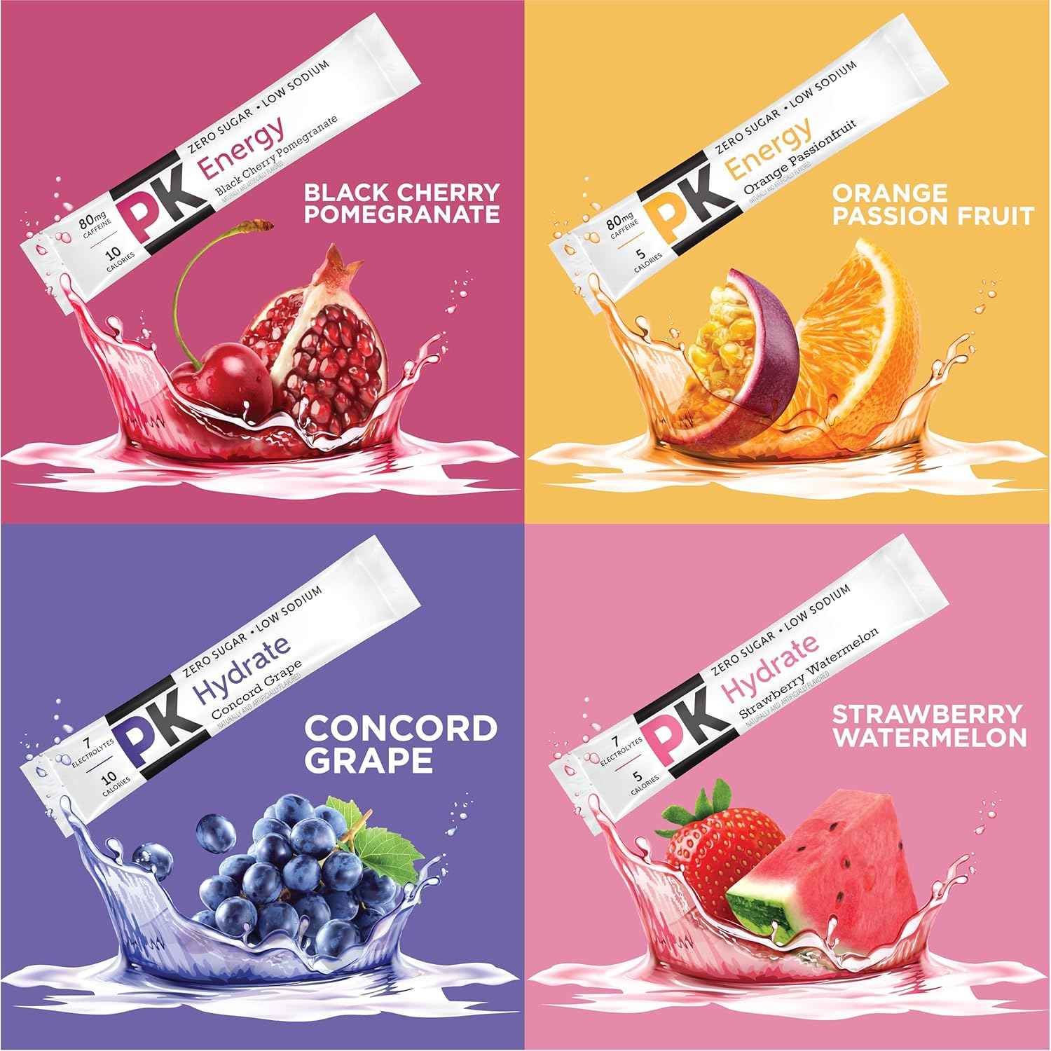 Pure Kick Hydration Singles To Go Drink Mix – Focus Boosting Desk Hydration for Office Workers and Students, 72 Packets