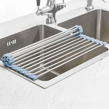MECHEER Roll-Up Sink Drying Rack – Minimalist Kitchen Counter Organizer for Dishes and Produce