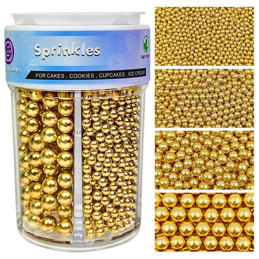 Gold Sprinkles for Cake Decorating – Family-Safe Pearl Mix for Kids' Birthday Cakes and Cupcakes