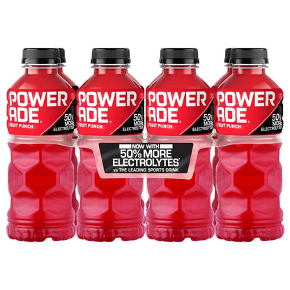 Powerade Fruit Punch – Electrolyte Replenishment for Post-Workout Recovery and Self-Care, 20oz 8 Pack