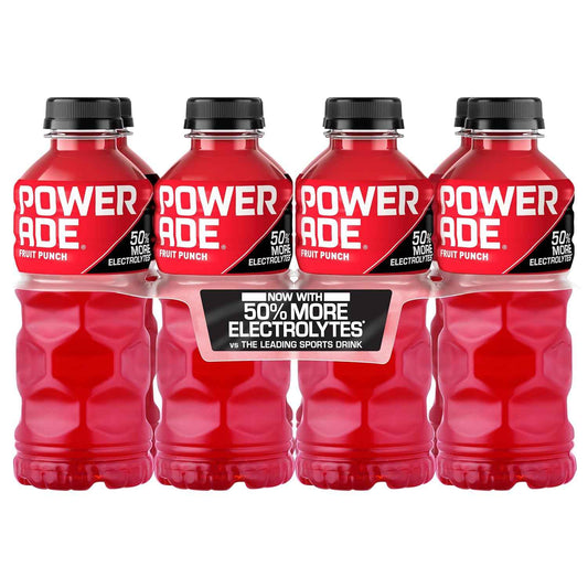 Powerade Fruit Punch – Electrolyte Replenishment for Post-Workout Recovery and Self-Care, 20oz 8 Pack