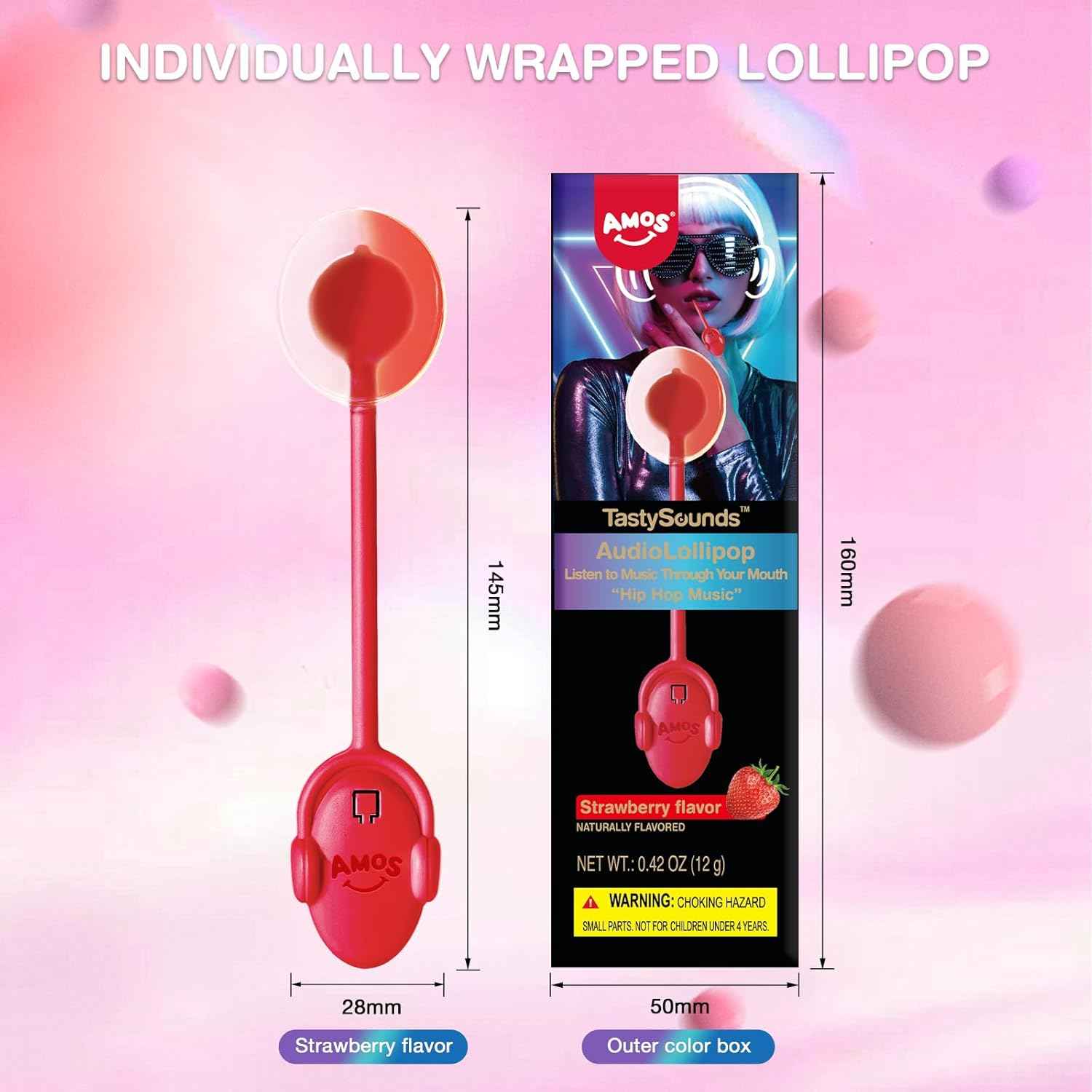 Amos Music Lollipop Candy – Romantic Valentine's Day Gift for Couples, Audio Singing Candy Novelty