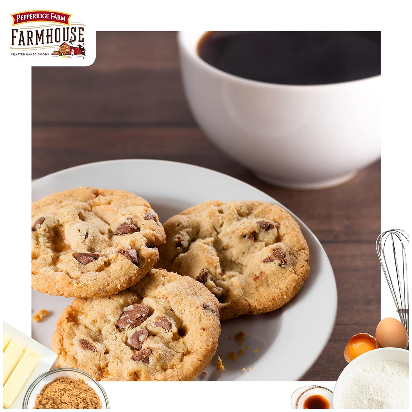 four flavor variants: dark chocolate chip, milk chocolate chip, toffee milk chocolate, and butter pecan