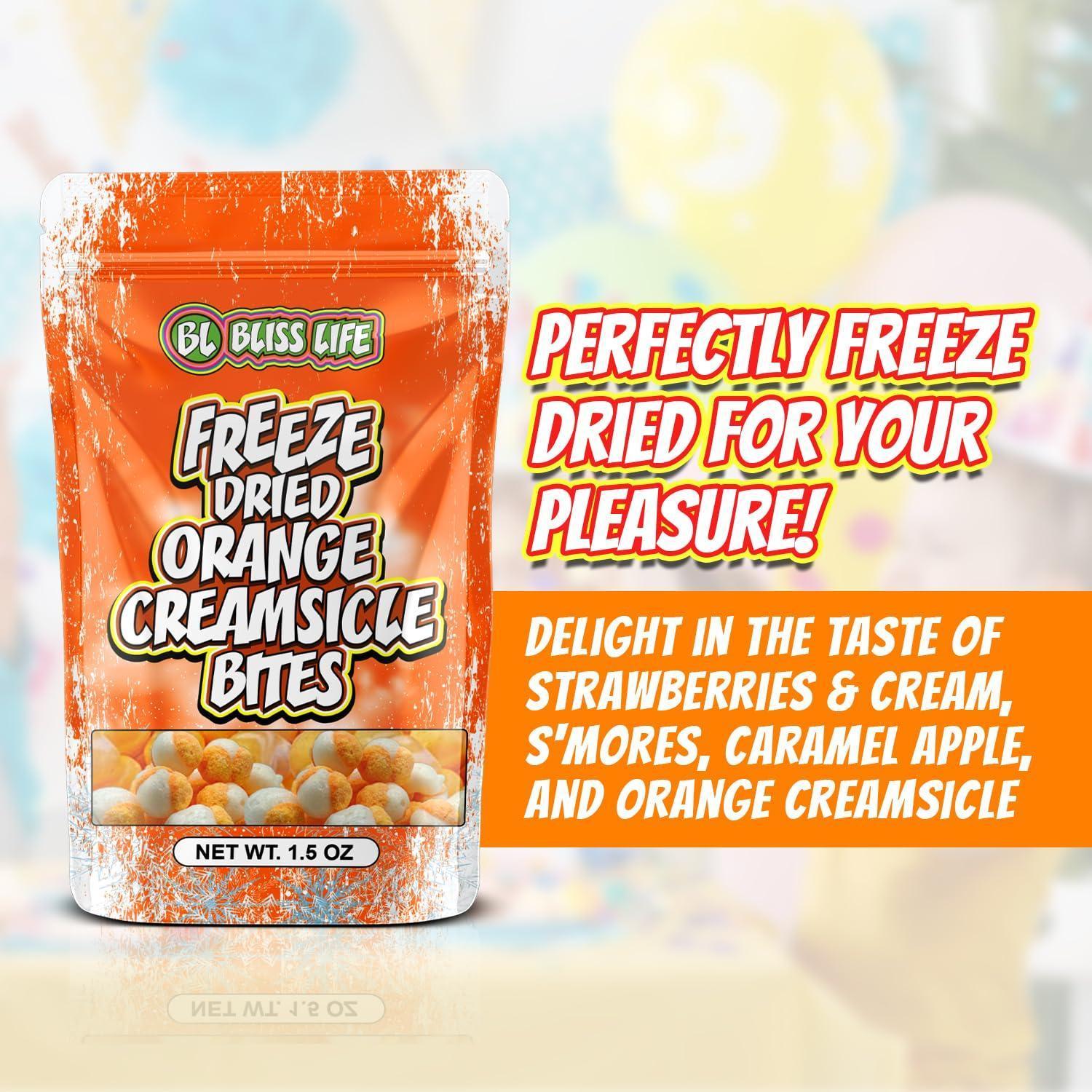 four-flavor variety line: orange creamsicle, strawberries & cream, caramel apple, and s'mores