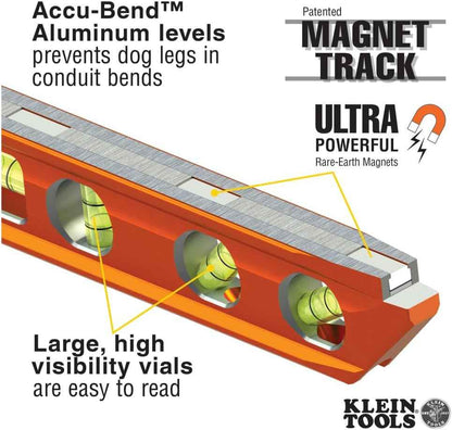 Klein Tools 935AB4V Torpedo Level – Jobsite Productivity Booster for Electricians Bending Conduit Faster