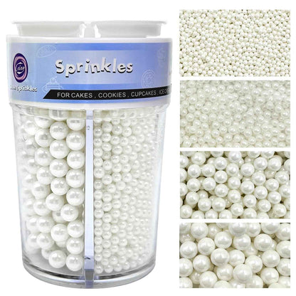 Sprinkles for Cake Decorating White Pearl Sprinkles 4 Sizes Mix Birthday Gift for Mom Baker Cake Cupcake Toppings