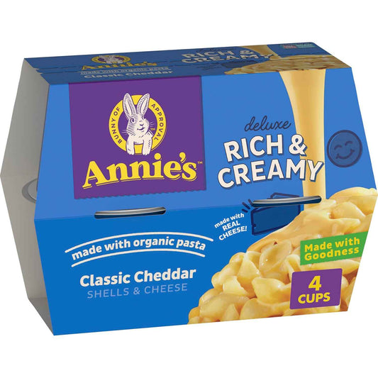 Annie's Classic Cheddar Deluxe Mac Cups – Simple Pantry Staple for Clutter Free Kitchens, Single Serve 2.6 oz