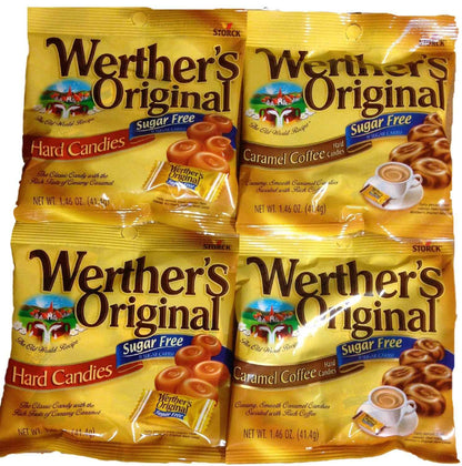 Werther's Original Sugar-Free Caramel Coffee Hard Candy Bundle – Low-Calorie Desk Snack for Afternoon Focus