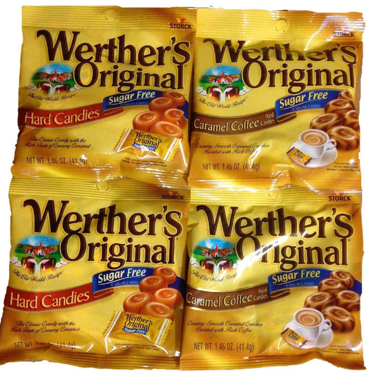 Werther's Original Sugar-Free Caramel Coffee Hard Candy Bundle – Low-Calorie Desk Snack for Afternoon Focus