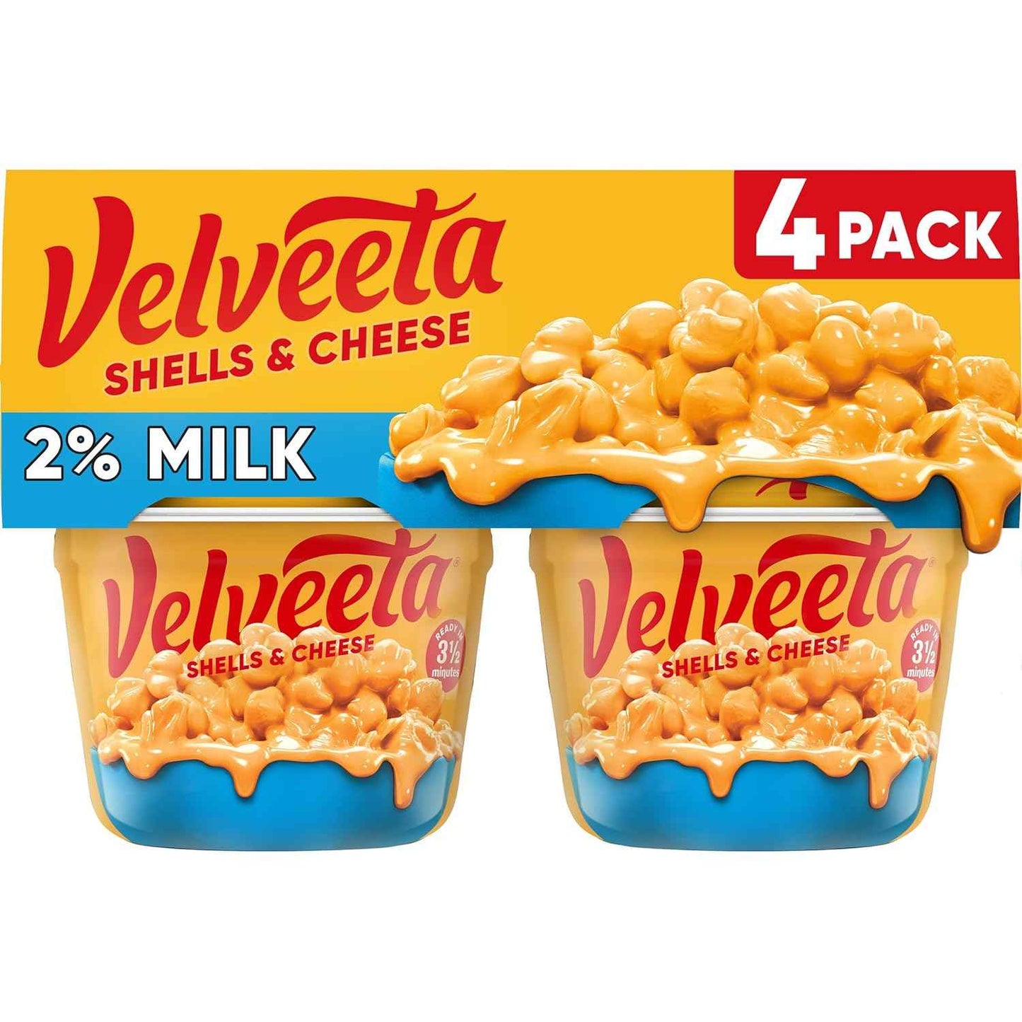 Velveeta Shells & Cheese Microwaveable Cups – Road Trip Pantry Meal with Only Water and a Microwave, 2.19 oz 4-Pack