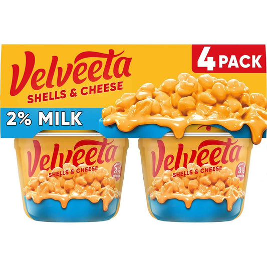 Velveeta Shells & Cheese Microwaveable Cups – Road Trip Pantry Meal with Only Water and a Microwave, 2.19 oz 4-Pack
