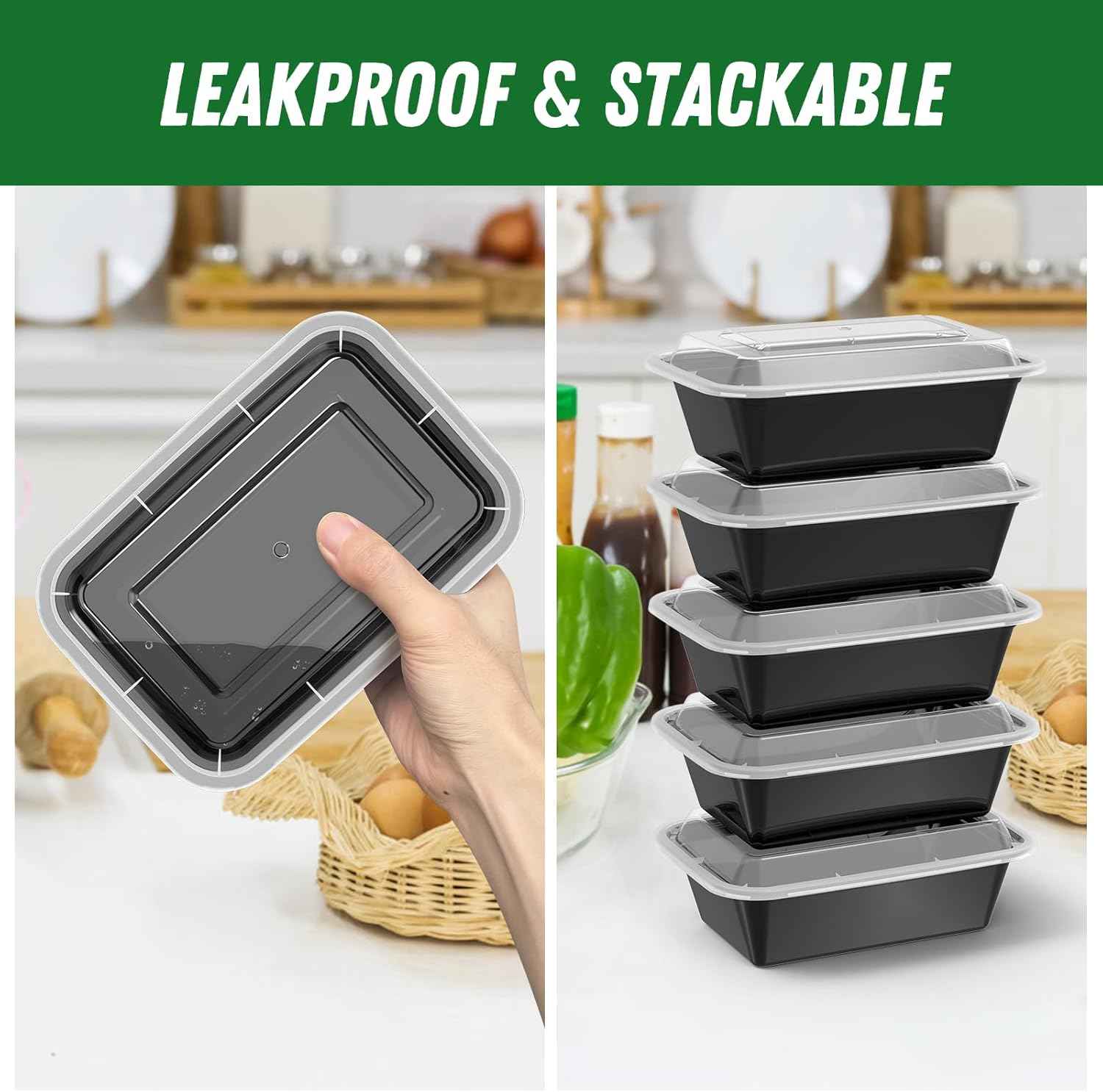 Dealusy 50 Pack 24 oz Plastic Meal Prep Bowls – Portable Food Storage for Picnics, Tailgates, and Outdoor Adventure Lunches