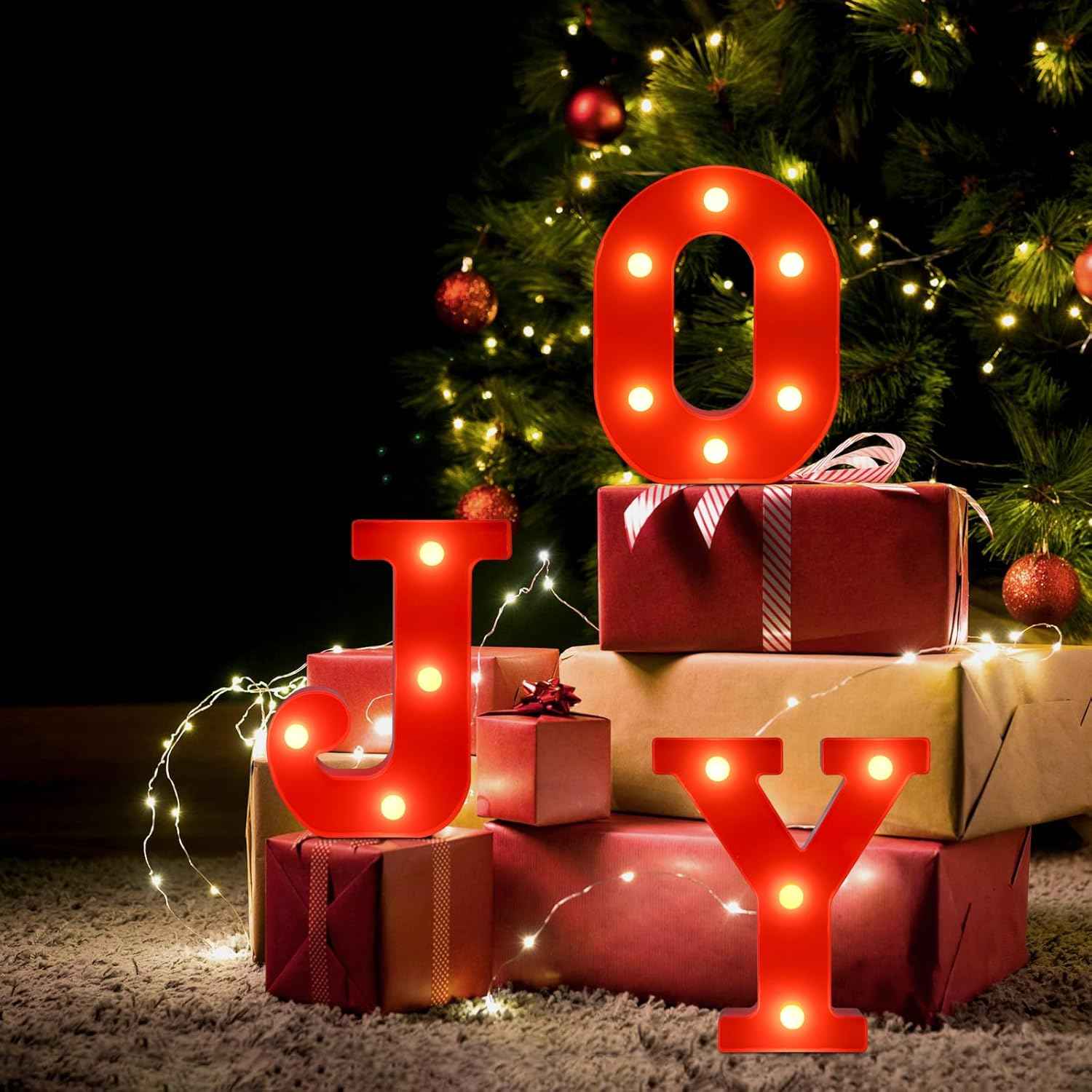 EDYCON Battery Powered LED Letters – Smoke Free and Cool to Touch Alternative to Holiday Candles