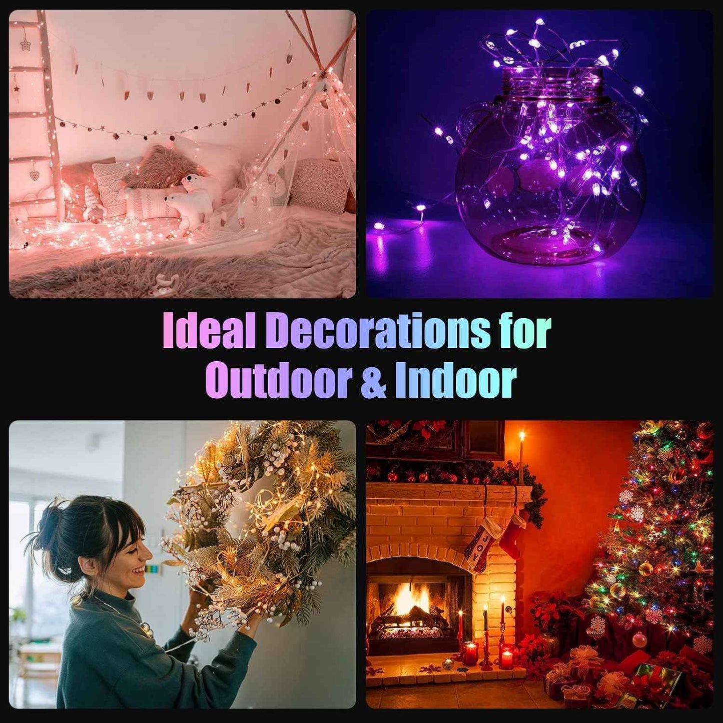 TenSteed Waterproof Fairy Lights 2 Pack – Patio String Lights for Outdoor Dining, 50 LED Copper Wire with Remote